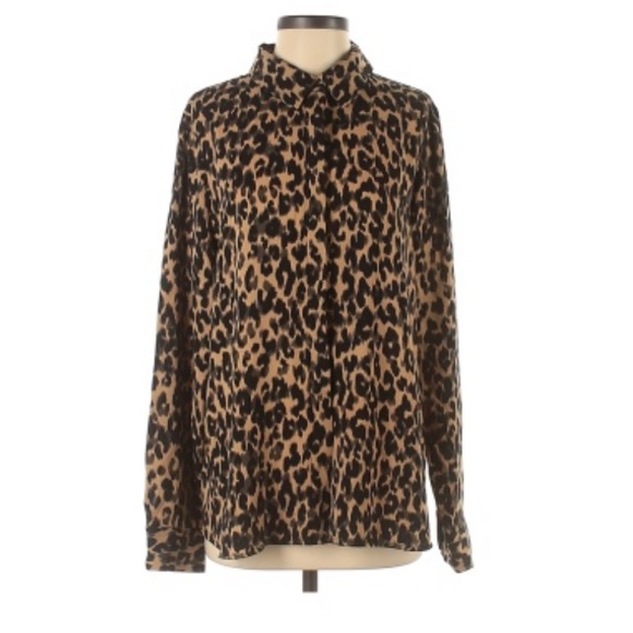 Halogen Women's Leopard Animal Print Blouse Shirt Hidden Front Buttons X1. - Picture 3 of 8